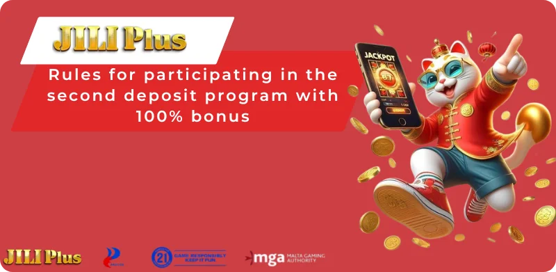 Rules for participating in the second deposit program with 100% bonus